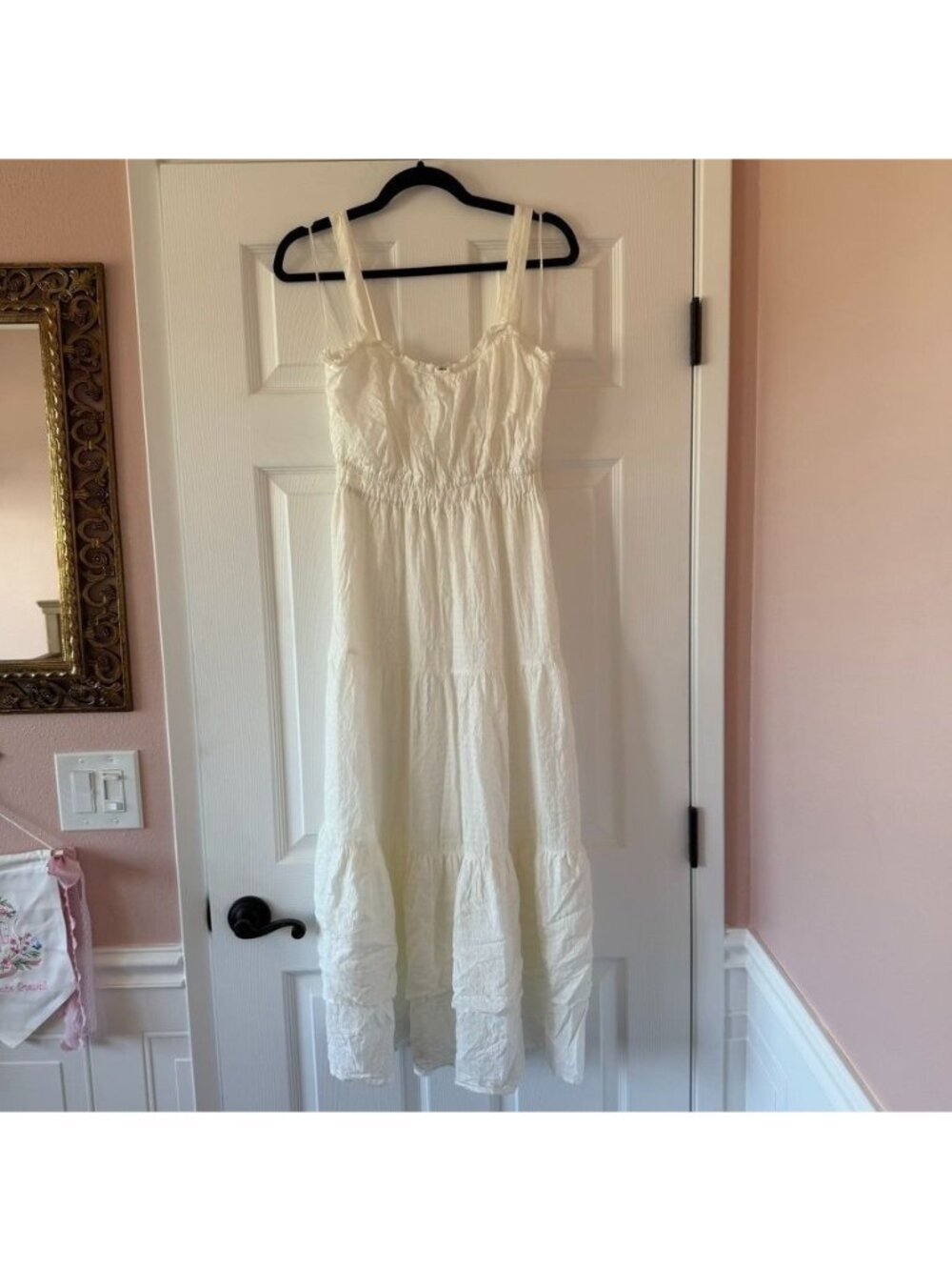 PAIGE White Tiered Ruffle Smocked Maxi Dress Size Small NWOT
